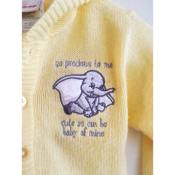 Disney • Yellow baby dumbo button-up sweater with hood - Picture 2 of 5